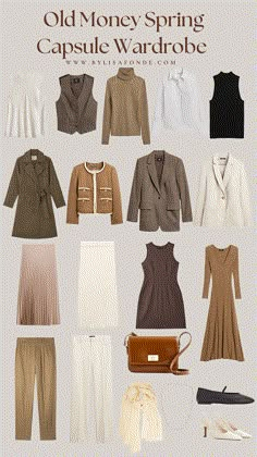 The Best Old Money Spring Capsule Wardrobe - By Lisa Fonde Elegant Capsule Wardrobe, Minimalist Wardrobe Capsule, Money Clothing, Brown Outfits, Elegant Wardrobe, Capsule Wardrobe Women