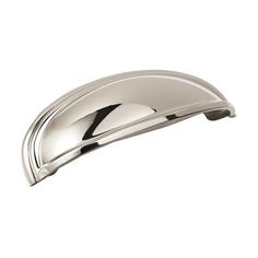 a chrome door handle on a white background