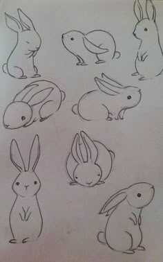 some drawings of rabbits sitting on top of each other