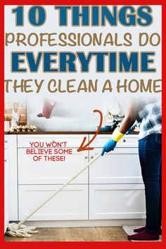 a woman cleaning the floor with a mop and duster in front of her