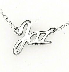 Jaz, Sterling Silver Personalized Name Necklace on a beautiful Italian 16" Chain.  Personalized In Script Font Style with Name -Jaz-. Comes complete with Superior Mirror Polish. This name listing comes as is and as shown in picture. For ANY Personalized / Customized Name other then this listing and up to 11 letters click on this eBay item: https://www.ebay.com/itm/113211226268 Name Necklace Description: 925 Solid Sterling Silver (not plated) Personalized Name Necklace Name: Jaz Thickness: 1mm of Solid Sterling Silver Chain Type: Rolo/Trace Chain in Solid Sterling Silver Length: 16 Inches BRAND NEW and custom laser cut. A great gift for your wife, girlfriend, loved one or a just a treat for yourself.  This USA's most popular script font Necklace and it makes the perfect gift or a unique ges Popular Script Fonts, Name Plate Necklace, Necklace Pendent, Necklace Name, Plate Necklace, Pendent Necklace, Font Style, Script Font, Fashion Jewelry Necklaces