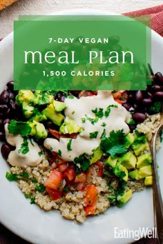 a white plate topped with black beans and veggies