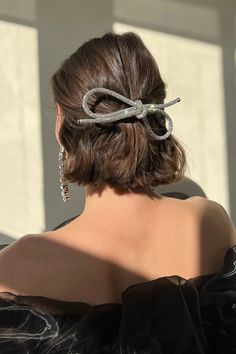 The Sasha Bow Barrette is the statement piece that's both, fem and modern. This bow  is made by hand in our NYC studio with shimmering crystals to add a subtle touch of glam to your outfit. Rhinestone Hair Clip, Sleek Hairstyles, Crystal Hair, Bow Hair Clips, Hair Jewelry, Hair Trends, Cute Hairstyles, Her Hair, Hair Inspo