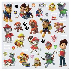 the paw patrol stickers are all different sizes and colors, but they're very cute