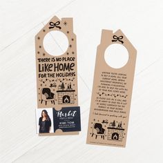 there is no place like home for the holidays door hanger with photo and gift tag