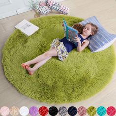 PRICES MAY VARY. ⭐Fluffy Rug With Rubber Backing: The biggest feature of this material is its amazingly soft touch especially when you walk on it. This softness comes from a thousand of 1.5" plush fibers. Besides, we also feature a rubber backing to keep it in place. ⭐Perfect for Kid's Room: Do you have a little one fond of playing on the floor? If so, This is a"must buy" for your kids! Its vivid color and furry appearance enhance a kid's room. Meanwhile, our plush rug also offers warmth and com Fluffy Circle Rug, Green Round Rug, Rug For Dorm, Rug For Nursery, Circular Rug, Castle Decor, Carpets For Kids, Cute Room, Circular Rugs