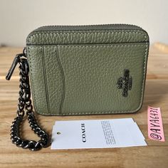 100% Authentic Brand New With Tags Comes In Original Packaging 6303 Zip Card Case Refined Pebble Leather Military Green And Black Hardware 4 1/8” L X 3 1/4” H Coach Rectangular Card Holder With Coin Pocket, Rfid-blocking Coach Card Holder, Coach Green Wallet For Everyday Use, Green Coach Wallet For Everyday Use, Coach Zip Card Case, Coach Card Holder, Reference Sheet, Coach Wallet, Black Hardware