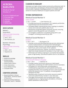 a professional resume for medical workers