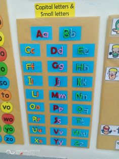 the capital letters and small letters are displayed in this bulletin board set up for students to use