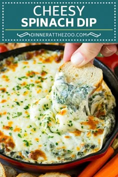 Hot Spinach Dip, Dip Recipes Hot, Creamy Spinach Dip, Cheesy Appetizer, Spinach Dip Recipe, Cheesy Spinach, Spinach Cheese, Cheese Appetizer, Diner Recept