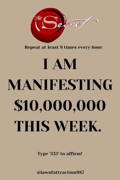 an advertisement for a restaurant with the words, i am manefesting $ 10, 000