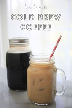 two mason jars filled with cold brew coffee