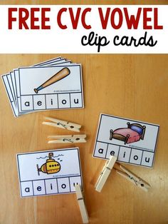 these free cvc vovel clip cards are perfect for beginning and ending the letter sounds