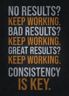 a poster with the words no results? keep working, keep working and keep working