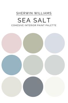 Sea Salt Paint Palette, Ocean Paint Palette, Coastal Design, Coastal Home Decor Sea Salt Palette, Soft Palette, Florida Color Palette, Sea Palette, Coastal Exterior Paint Colors, Sherwin Williams Sea Salt, Grey Paint Palette, Coastal Paint Palette, Interior Paint Palettes