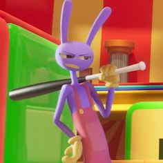 a cartoon character holding a baseball bat