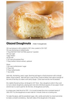 an advertisement for glazed doughnuts with information about the product and description on it