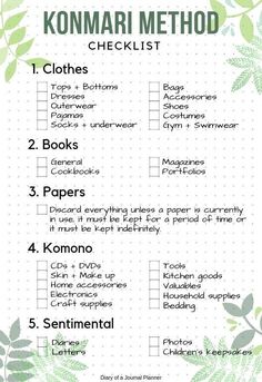 the kommari method checklist for beginners to use in their home office