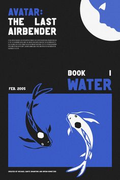 an advertisement for the book water, featuring two koi fish