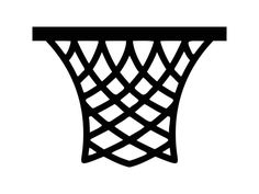 a black and white silhouette of a basketball hoop with the net in it's center