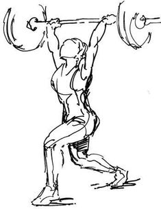 a drawing of a man doing squats with a barbell