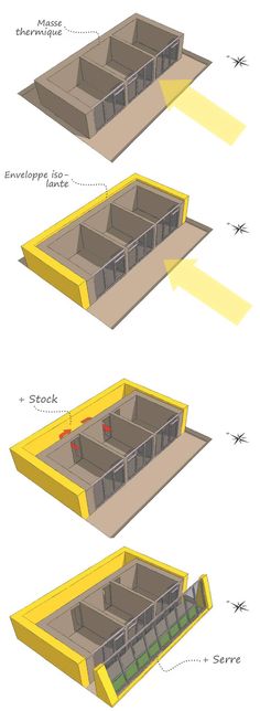 three diagrams showing the different parts of an airplane