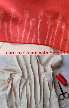 two pictures showing how to sew with shibori