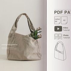 an image of a bag with flowers in it and instructions on how to sew