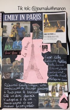 a collage of photos with the eiffel tower in paris written on it