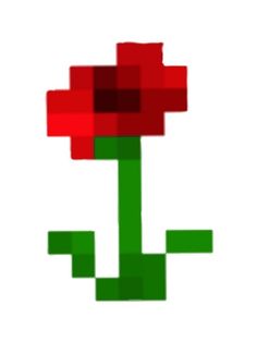 an image of a red flower made out of paper on a white background with the words pixel art