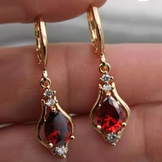 Gold Stone Earrings, Crystal Earrings, Heart Earrings, Hourglass Earrings, Rainbow Earrings Gift For Her Statement Earrings Blood Earrings - Froppin Luxury Garnet Drop Earrings, Valentine's Day Drop Earrings, Shiny Earrings, Teardrop Dangle Earrings, Wedding Party Jewelry, Classic Earrings, Popular Jewelry, Rainbow Earrings, Cz Earrings