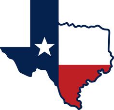 the state of texas is shown in red, white and blue