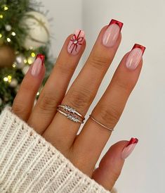 Red Christmas Nail Ideas, Square Christmas Nails, Nails Inspiration Ballerina, White French Manicure, Pink Nails Inspiration, Ny Nails, Pastel Pink Nails, Winter Nails Acrylic, Nail Art Designs Videos