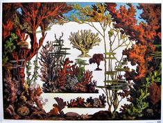 an image of a painting of plants and trees