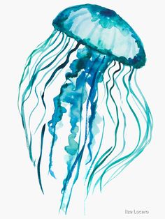 a watercolor painting of a jellyfish