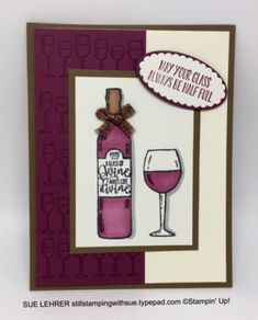 Stampin Up Half Full, Wine Cards, Wine Birthday, Wine Bottle Tags, Glass Half Full, Sip Sip Hooray, Bottle Tags, Wine Tags