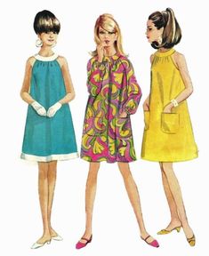 1971 Fashion Women, Gogo Dress, Patron Vintage, Women's Sewing Pattern, Retro Sewing Patterns, Fashion Teenage Girls