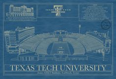 a blueprint drawing of the texas tech university football stadium