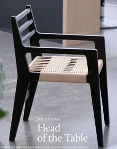 there is a chair with a woven seat on it