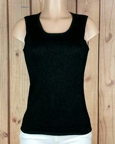 BAY STUDIO Woman's Size M Sleeveless Round Neck Black Glittery Career Shirt Top   Size: M  Measurements (laying flat): Bust 16 1/2" (plus some stretch) / Length 23" Material: Rayon / Nylon / Polyester  Color: Black   #baystudio #clothing #boutiques #style #shop #shopping #whatstrending #women #clothes #ebaystore #store #sale #womensclothes #womensfashion #ontrend #shopmycloset #ebay #fashion #clothesforsale #forsale #fashionista #womenswear #shoponline #fashiontrends #instacloset #instasale #ins Basic Tank Top, Insta Fashion