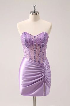 Wholesale Lilac Homecoming Dress Bodycon Strapless Sequins Ruched with – Aimishang Dresses Wholesale Lavender Homecoming Dress Short, Lilac Homecoming Dress, Lavender Homecoming Dress, Hoco Court, Wedding Swimwear, Homecoming Dresses Sparkly, Lovely Partner, Homecoming Dresses Short Tight