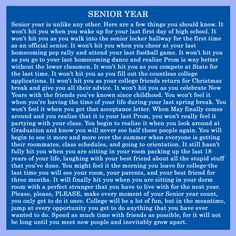 a poem written in blue with the words senior year