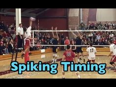 a group of people playing volleyball on a court