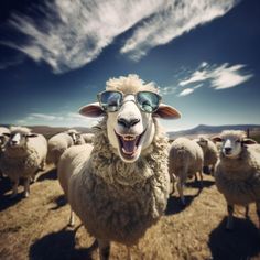 a herd of sheep standing on top of a dry grass field