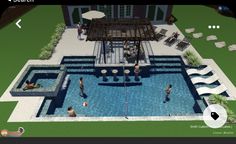 an artist's rendering of a pool with people in it