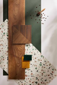 Luxury Vinyl Flooring - Oasis - Awaken the Forest - Moodboard Green And Wood Colour Palette, Green And Wood Moodboard, Tropical Flooring, Wood Colours, Wood Colour, Wood Moodboard, Wood Floor Ideas, Interior Design Green, Green Floor