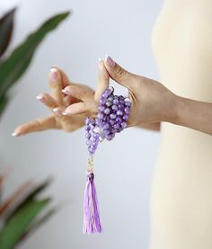 Moon Dance, Knotted Mala, Lotus Pendant, 108 Bead, Amethyst Bracelet, Mala Necklace, Amethyst Beads, Mala Beads, Support Handmade