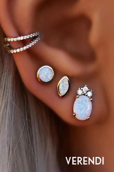 Opal Earrings Ear Studs Ear Stack White Opal Stud Earrings, Minimalist Ear Cuff, Opal Earring, Blue Opal Earrings, White Opal Earrings, Fire Opal Earrings, Opal Stud Earrings, Ear Stack, Silver Ear Cuff