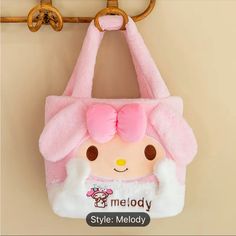 Sanrio Cartoon Plush Handbag, Cute Anime Faux Fur Bucket Bag, Kawaii Cinnamoroll Melody Kuromi Fluffy Tote Bag #67 Pink Kawaii Bag With Cute Design, White Harajuku Bag With Cute Design, Kawaii Pink Bag For Gift, Pink Kawaii Handheld Bag, White Kawaii Bags, Cute White Shoulder Bag With Cute Design, Cartoon Style White School Bag, White Cartoon Style School Bags, Cute Kawaii Pouch Bag