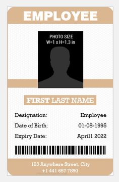 an employee id card is shown in this image